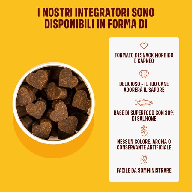 Detalle de ivvi Skin & Coat – Integratore per cani con olio di salmone, vitamine e zinco (60 chicche di salmone)