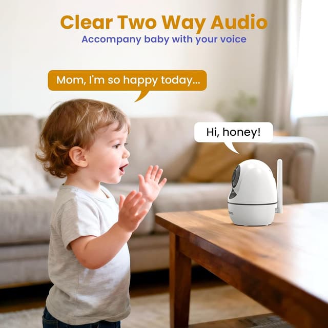 Detalle de ANMEATE 5" HD Video Baby Monitor (No WiFi) with Camera, Audio, Pan-Tilt-Zoom & Night Vision