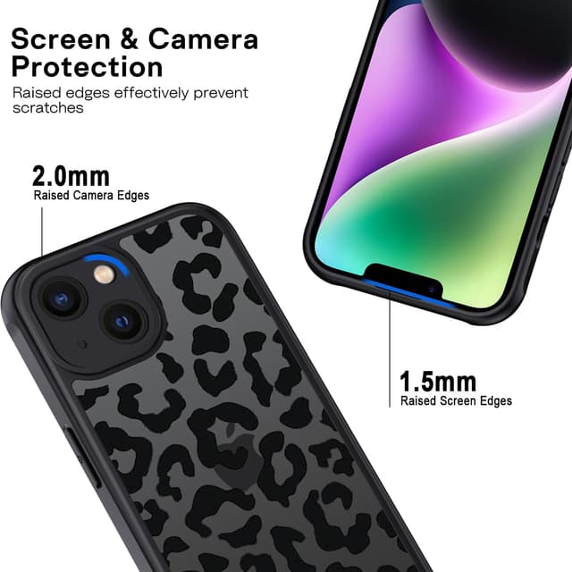 Thumbnail 4 de XTCASE Coque iPhone 14 Motif Léopard Noir