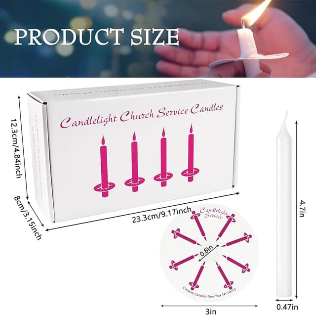 Thumbnail 6 de 100 White Taper Candles 5-Inch — Handheld Church Candles 🕯