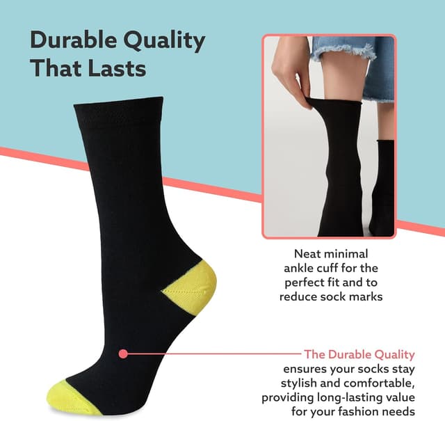 Detalle de Socksmad 5-Pair Women’s Black Crew Socks Multipack (Size UK 4-7)