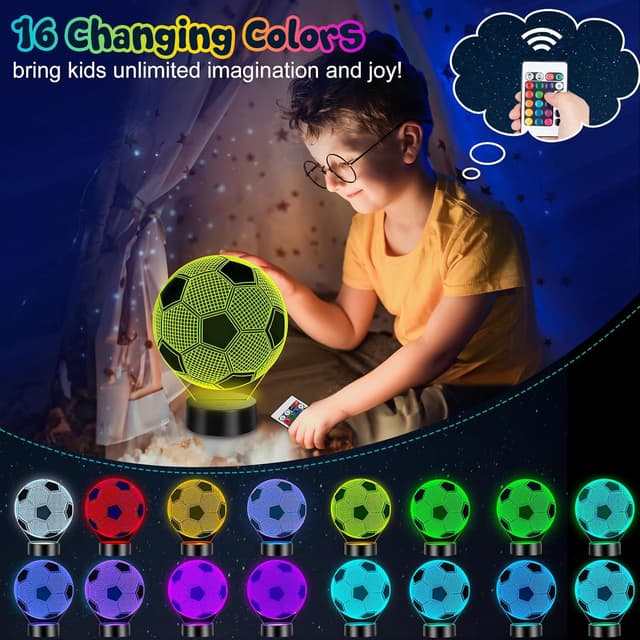 Detalle de Linkax 3D Illusion Football Night Light 16 colours