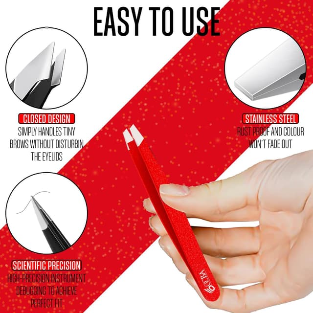 Detalle de OCBA lot de 4 pinces à épiler pour sourcils, pointes affinées et revêtement antidérapant (4 pièces noir)