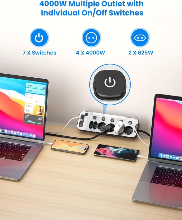 Thumbnail 1 de Multipresa da Scrivania Ciabatta Elettrica con USB PD20W