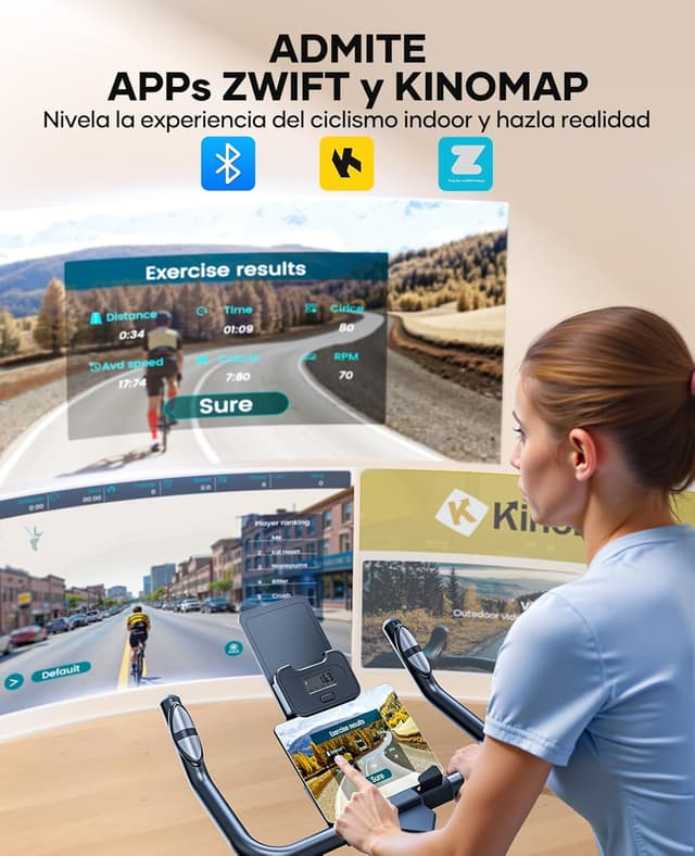 Detalle 2 de Toputure 15 kg bicicleta estática 160 kg