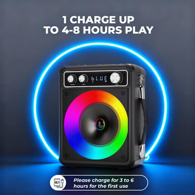 Detalle de VOSOCO Karaoke Machine with 2 Wireless Microphones and Bluetooth 5.2