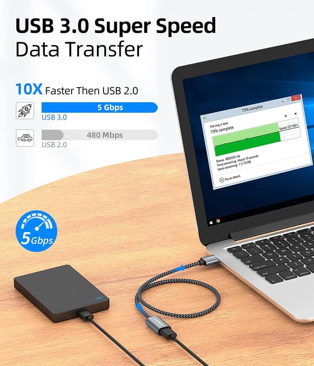 Thumbnail 2 de SUNGUY USB 3.0 Verlängerungskabel 3M