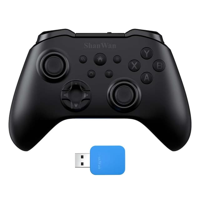 Detalle de ShanWan Wireless Controller für Windows-PC, Android, iPhone, Switch, Steam – 2,4G/Bluetooth Gamepad mit Hall Effect Trigger, Turbo & Rumble (Schwarz)