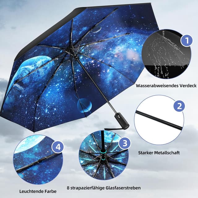 Detalle 1 de ZUOYOUZ kompakter Regenschirm 28 cm