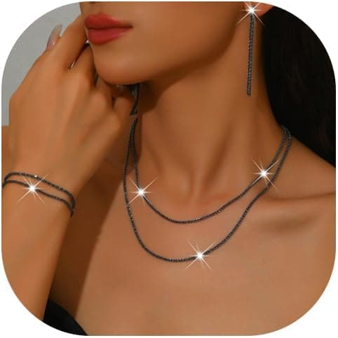 Detalle de CCAIPU Schmuckset für Damen (925er Silber) mit Halskette, Ohrringen & Armband