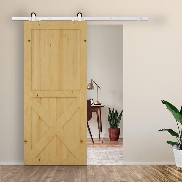 Thumbnail 2 de HOMCOM Kit porte coulissante rail 183 cm blanc