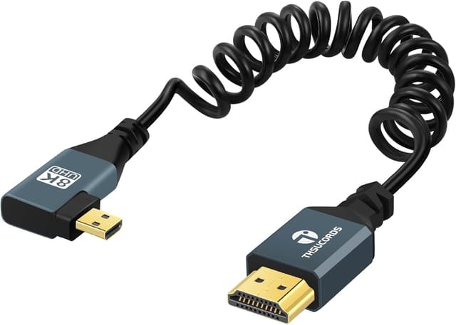 Thumbnail 6 de Thsucords 8K Spiralkabel Micro‑HDMI auf HDMI (90° rechtwinklig), 1 m