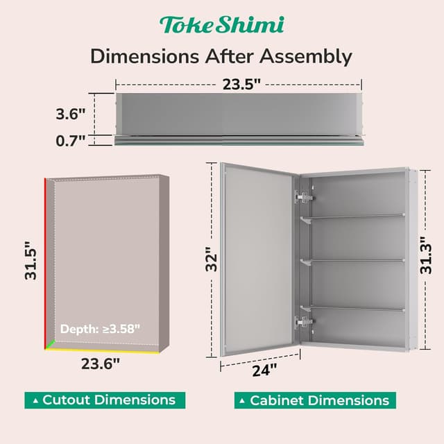 Thumbnail 1 de TokeShimi 24x32 Mirrored Medicine Cabinet for Bathroom 🪞