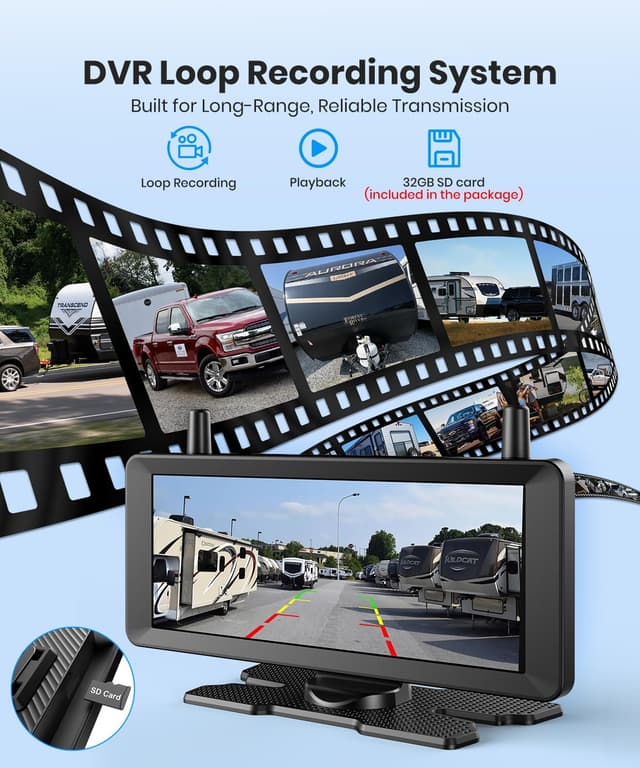 Detalle de AUTO-VOX 7.2" Wireless Magnetic Backup Camera System with 1080P Dual Camera and Monitor (Built-In DVR)