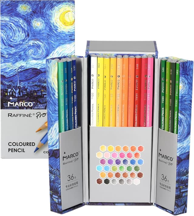 Detalle de MARCO Ölbasierte Buntstifte für Erwachsene & Kinder (36 Farben) – Holzstifte-Set