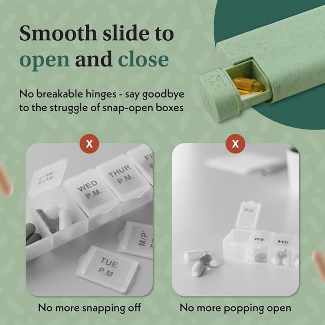 Detalle 2 de Pillar AM/PM Pill Organiser (7 Day, 2 Times a Day) – Slate Grey, 14 compartments