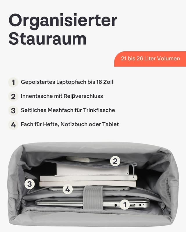 Detalle 1 de Harvey Large Rolltop Rucksack 21 l