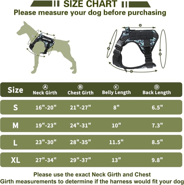 Detalle de Belababy Tactical Anti Pull Dog Harness (Size L) with Front Clip, Handle & MOLLE panels – Blue Camo