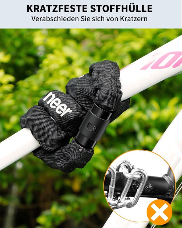 Detalle 2 de Sportneer lucchetto catena bici 8 mm