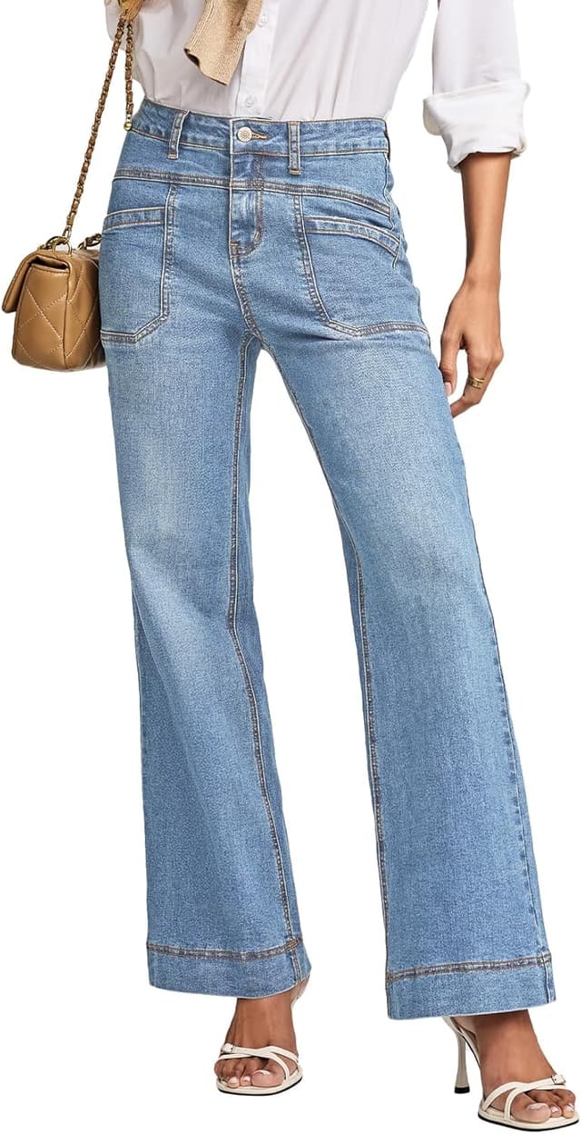 Detalle de EVALESS Womens Jeans Wide Leg High-Waisted 2025