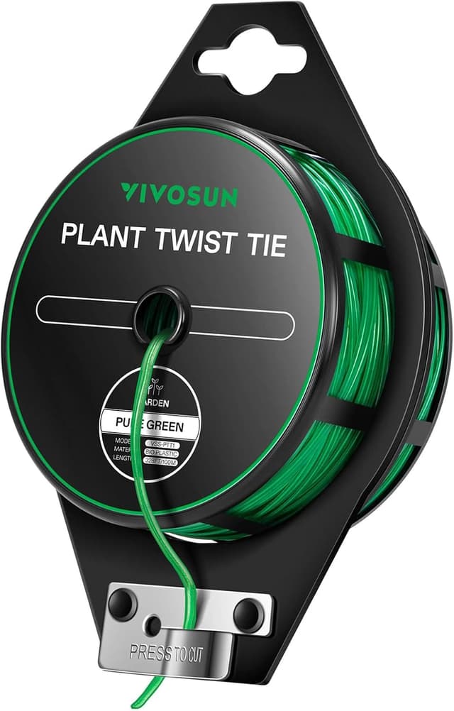 Detalle de VIVOSUN Kabelbinder 100 m PE-beschichtete Pflanzenbinder mit Cutter – wiederverwendbar für Garten und Kabelmanagement