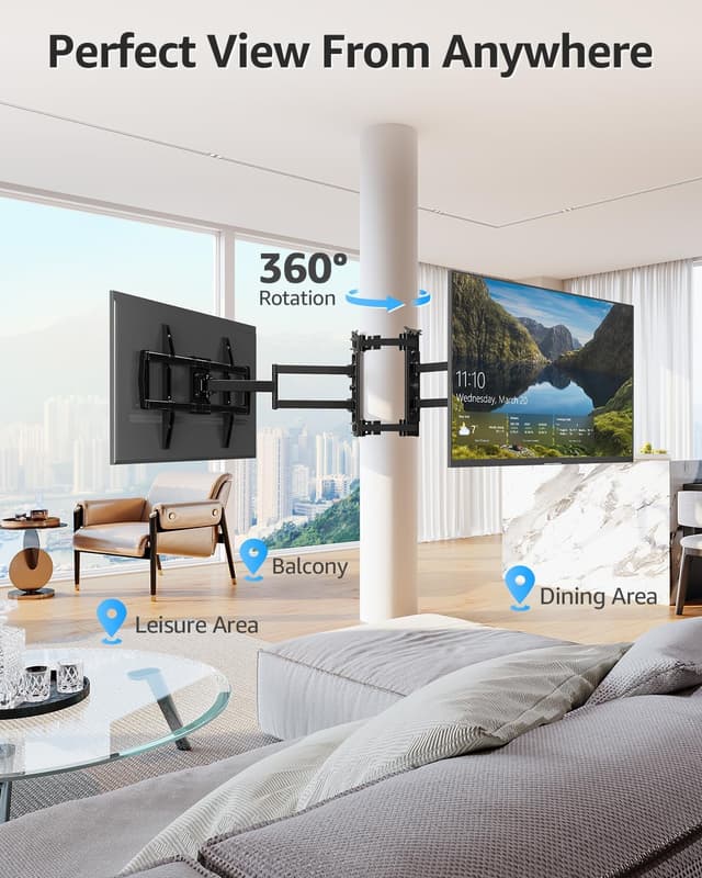 Detalle de MOUNTUP Pillar TV Mount for 32"-75" TVs (Full Motion Strap-On Post Mount, Max VESA 600x400)