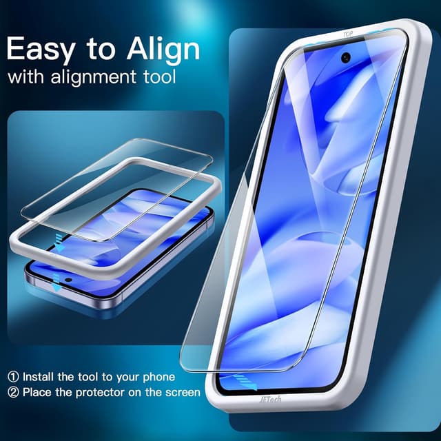 Detalle de JETech Tempered Glass Screen Protector for Google Pixel 9a (6.3-inch, 2025) – HD Clear 3-Pack