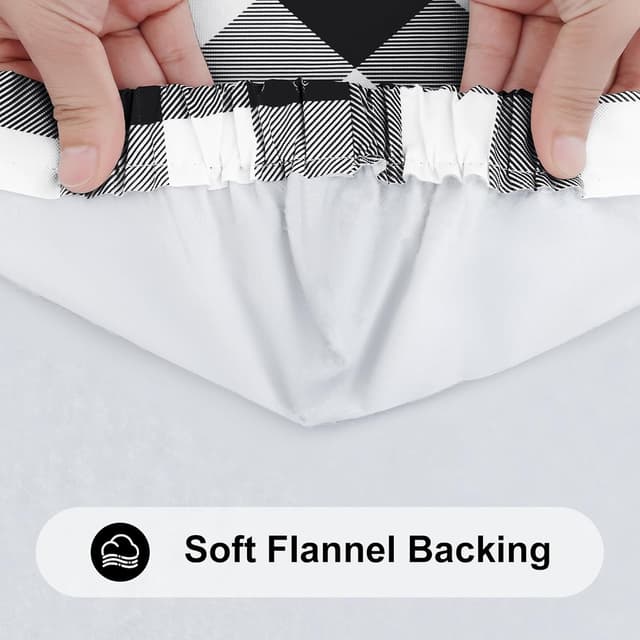 Detalle de Smiry Rectangle Picnic Table Cloth (Elastic, Waterproof Fitted Vinyl) — Black and White, 30" x 72