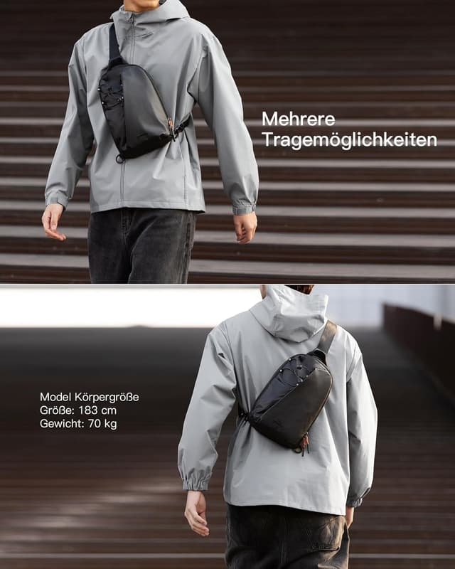Thumbnail 6 de Inateck Sling Bag X-Row: leichte Herren-Umhängetasche mit Spritzwasserschutz und smarter Fächeraufteilung