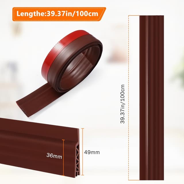 Detalle de Vinabo Paraspifferi Porta in TPE marrone 100 x 5 cm: isolante contro freddo, rumore e polvere