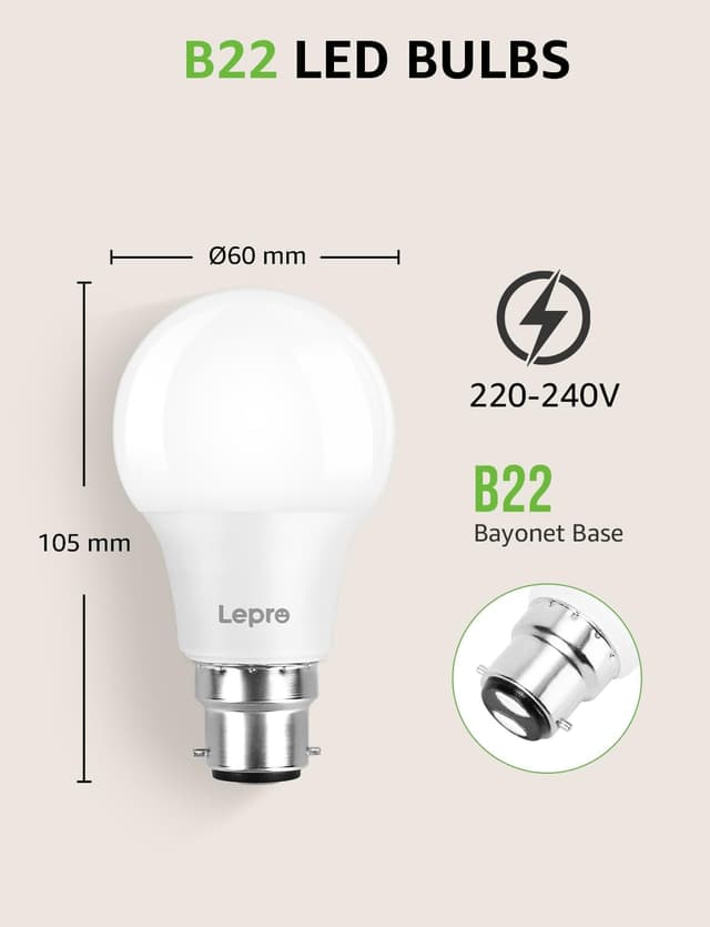 Thumbnail 5 de Lepro Bayonet LED Bulb 60W Equivalent 806lm 2700K BC Pack of 12