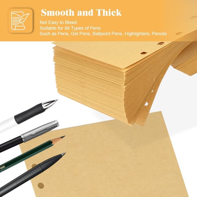 Detalle 2 de Vicloon A5 Loose Leaf Punched Paper (6-Hole) – 140 Blank Refill Pages