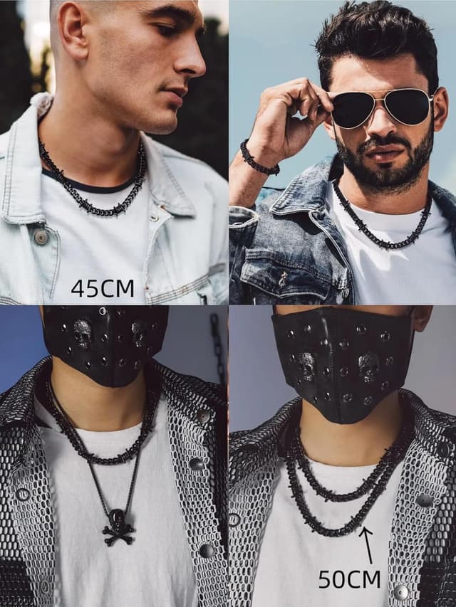 Detalle 2 de Bandmax Herren-Kette aus 316L Edelstahl mit Dornen-Panzeroptik (Kubaner/Kubanische Kette) – 9 mm breit