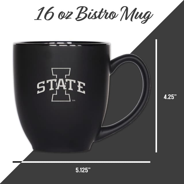 Detalle 2 de Rico Industries NCAA Standard 15oz Laser-Engraved Matte Black Ceramic Bistro Mug