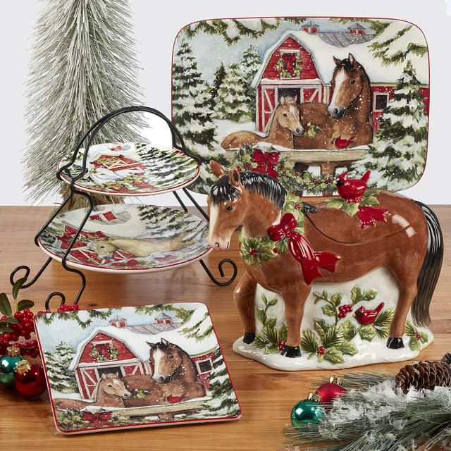 Detalle de Certified International Homestead Christmas 16 oz Mugs (Set of 4) in Durable Earthenware