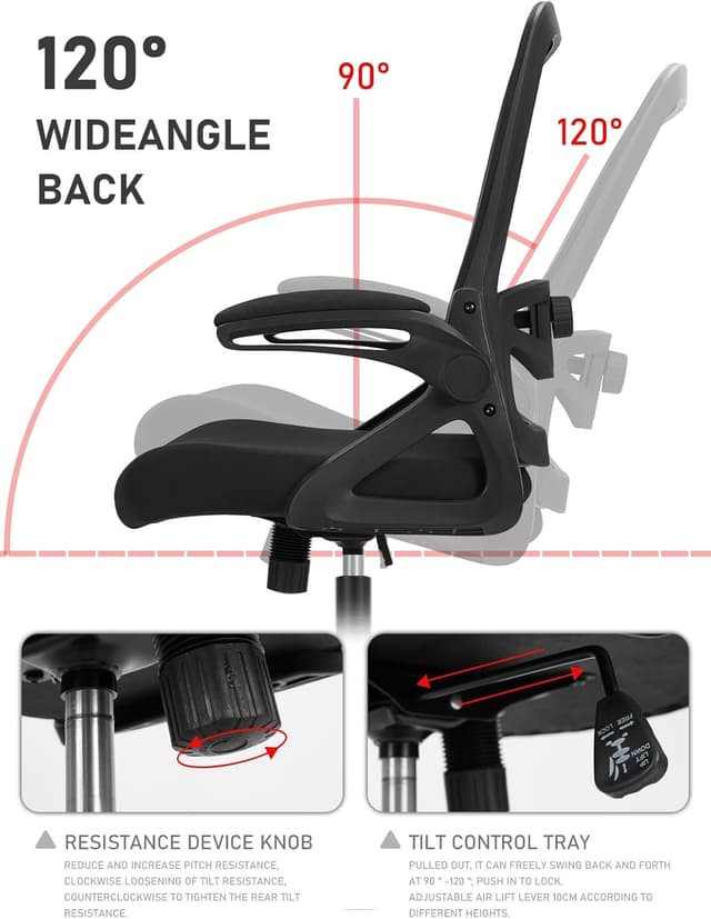 Detalle 2 de Milacyee Silla de Oficina Ergonómica 🪑 Reposabrazos y Apoyo Lumbar