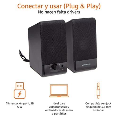 Detalle de Amazon Basics Altavoces 13,4 cm para ordenador