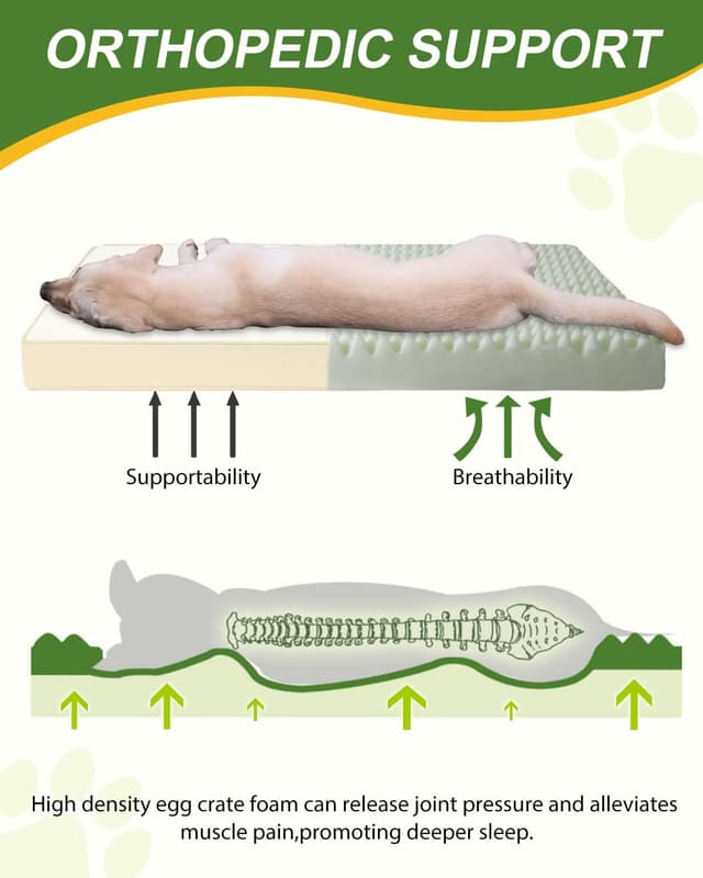 Detalle de Favodormir Waterproof Dog Bed for Crate with 7cm Orthopedic Foam Mattress (88x55x7cm) – Beige