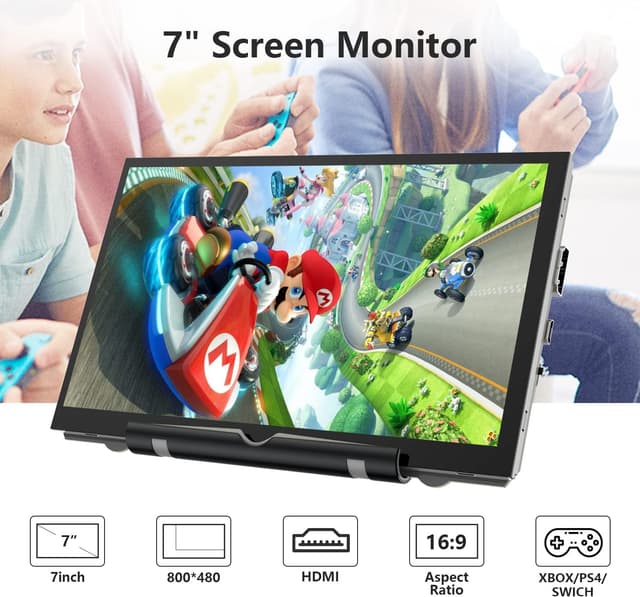 Detalle de HAMTYSAN 7-Zoll Raspberry-Pi-Display (800x480) – externer HDMI-Mini-Monitor ohne Touch