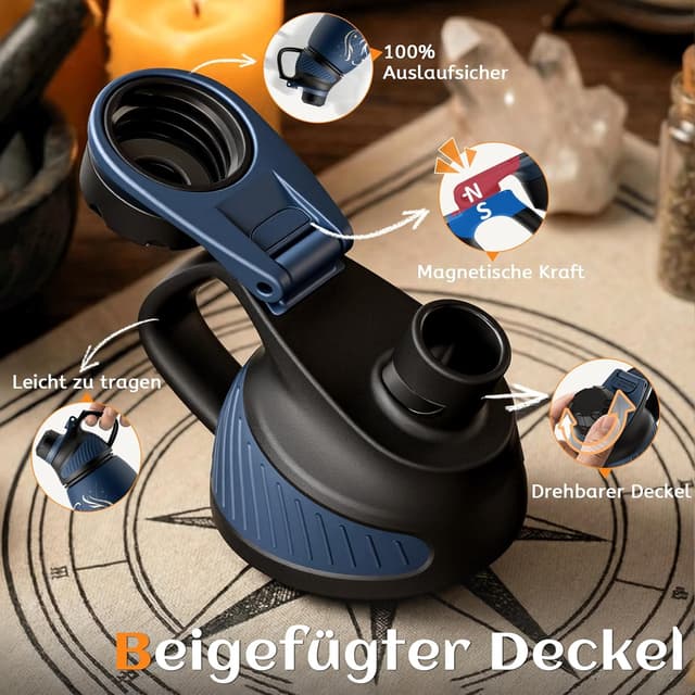 Detalle 2 de Fjbottle Sport-Trinkflasche aus Edelstahl (1000 ml) mit magnetischem Deckel – auslaufsicher & BPA-frei