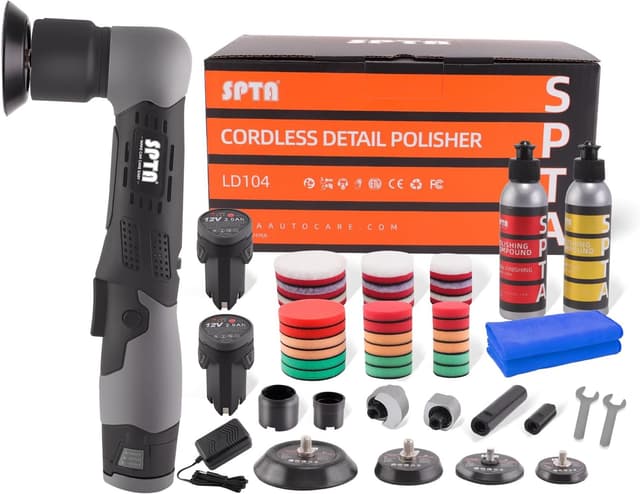 Detalle de SPTA Akku Mini Auto 12V Kratzer Killer – kabelloser Mini-Polierer für RO/DA, Schleifen und Reinigen