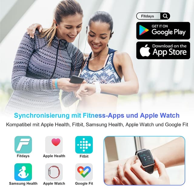 Detalle de Körperfettwaage mit Bluetooth & App (Fitdays) – Smart Digitale Waage für Gewicht, BIA-Werte & mehr, Schwarz