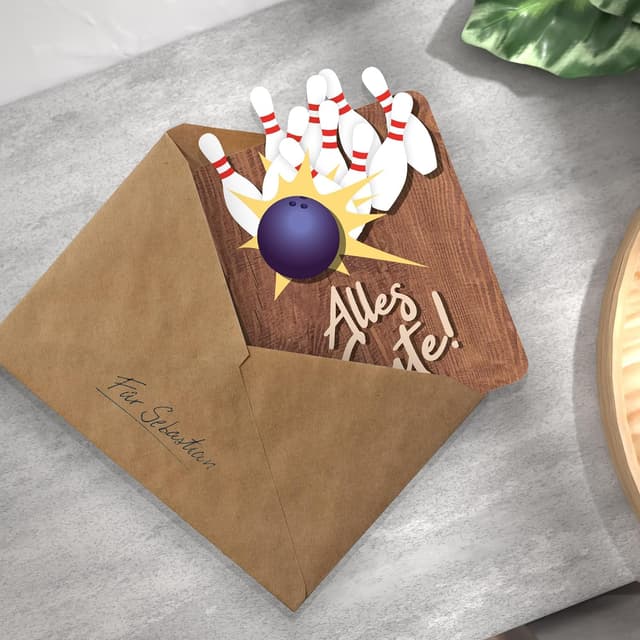 Thumbnail 5 de Kegeln Geschenk Bowling Holzkarte