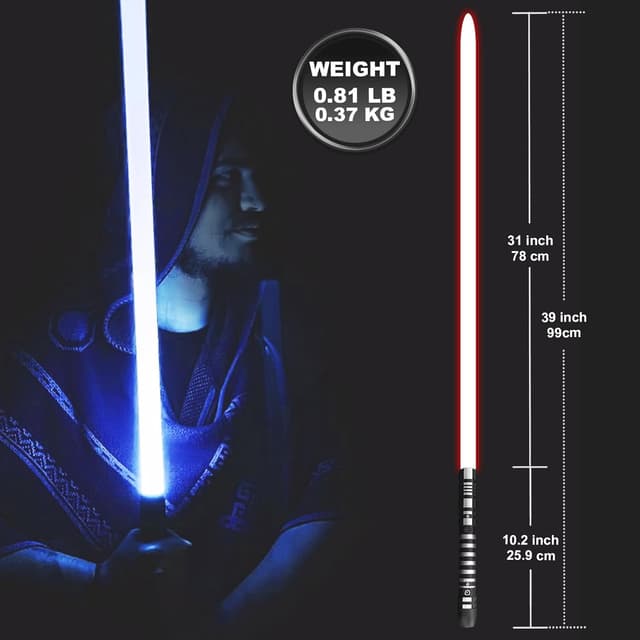 Detalle 2 de YDD GENIUS Lightsaber (99cm) – Upgraded RGB 16 Colours, 4 Sound Modes, Rechargeable Metal Handle