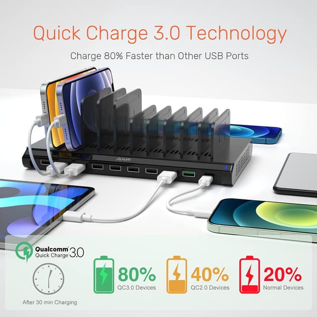 Thumbnail 1 de Alxum 120W Stazione di Ricarica USB 10 Porte