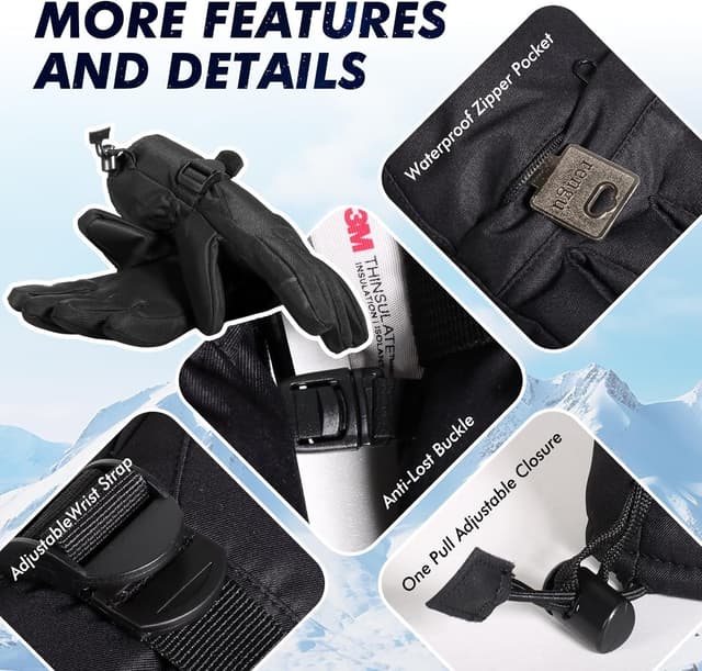 Thumbnail 3 de Pnosnesy Ski Gloves waterproof, unisex ski gloves