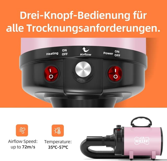 Thumbnail 3 de XKISS Hundfön asciugacapelli cani 3200W rosa