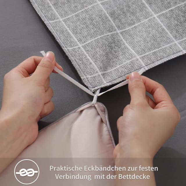 Thumbnail 6 de RUIKASI Bettwäsche 135x200 anthrazit, 4-teilig aus Mikrofaser (2 Bettbezüge + 2 Kissenbezüge 80x80) mit Reißverschluss