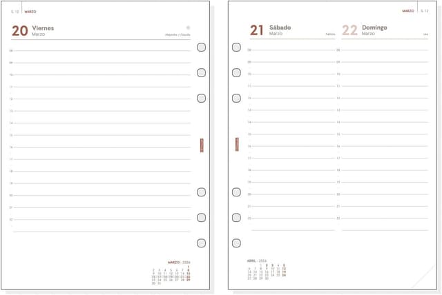 Detalle de Finocam Open Piel Andrea Negro Agenda 2026 1 Día Página