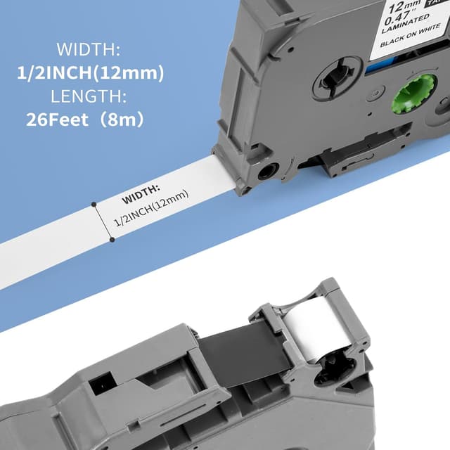 Detalle 2 de YIIFELL 4er-Set kompatible Brother TZe-231 P-touch Schriftband (12 mm, schwarz auf weiß, laminiert)